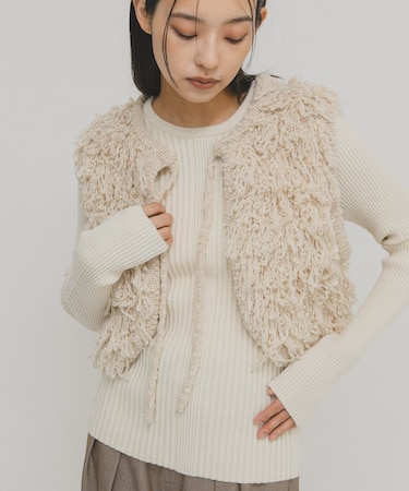 illi　ランダムRIBクルーネックニット