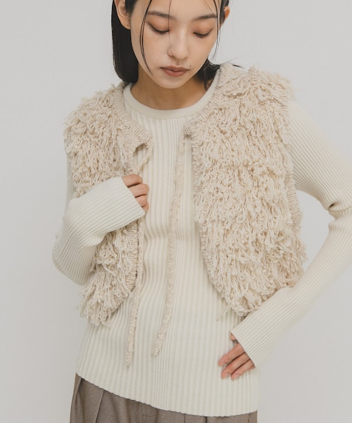 illi　ランダムRIBクルーネックニット