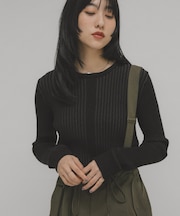 illi ランダムRIBクルーネックニット
