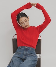 illi ランダムRIBクルーネックニット