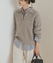 FOX混衿付き畦ニット