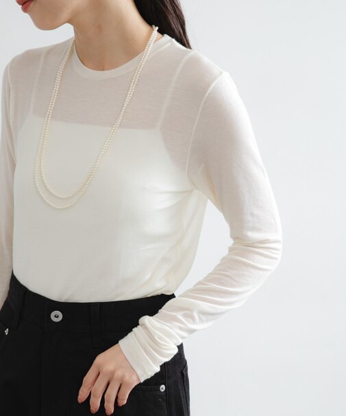 カシミヤシルククルーネックカットソー