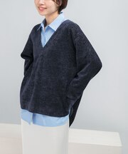 Vネックモールラメプルオーバー