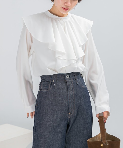 フリルカラーシャツブラウス