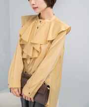 フリルカラーシャツブラウス