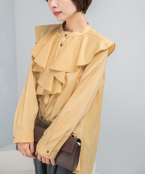 フリルカラーシャツブラウス