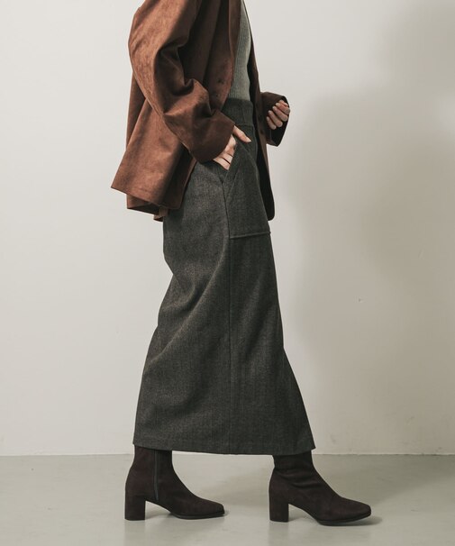 『XS， TALLサイズ／WEB限定』ジャージーメルトンアウトポケットスカート