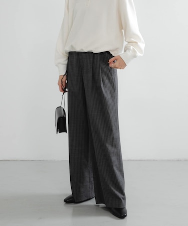 ウールブレンドワイドストレートパンツ