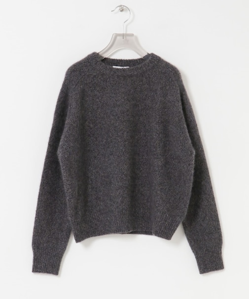new basic　CASHMERE SILK MOULINE CREW-NECK KNIT