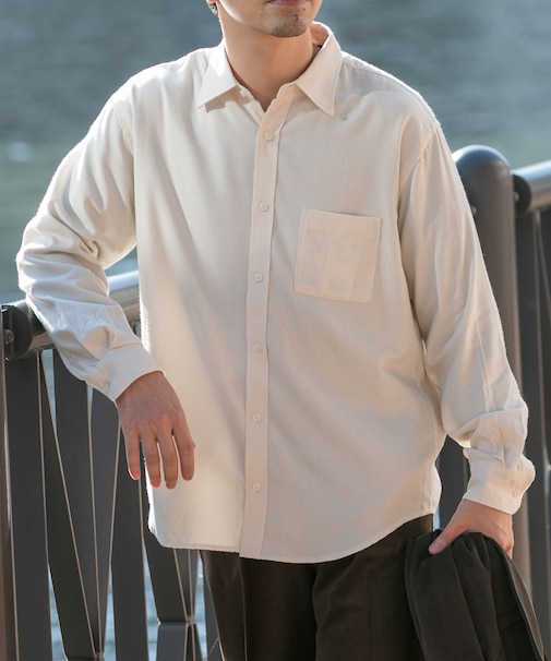 『蓄熱 ／ XLサイズあり』アーバンリラックスサーモネルレギュラーシャツ