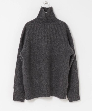 new basic CASHMERE SILK MOULINE TURTLE-NECK KNIT