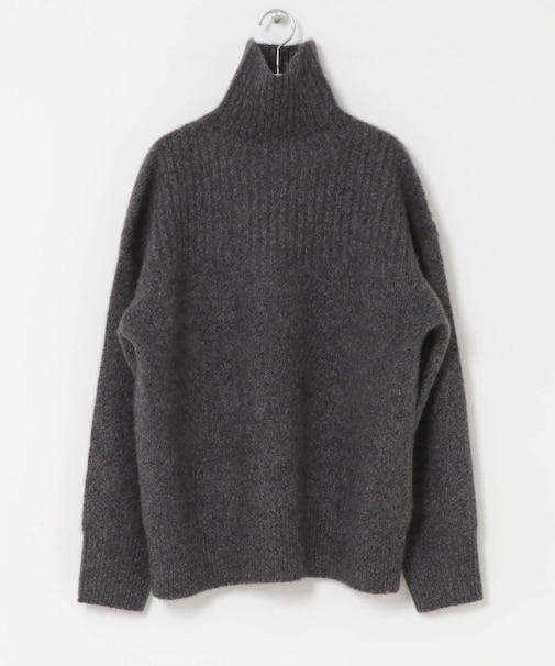 new basic CASHMERE SILK MOULINE TURTLE-NECK KNIT