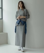 『WEB限定』モックネックニット×スカートセットアップ