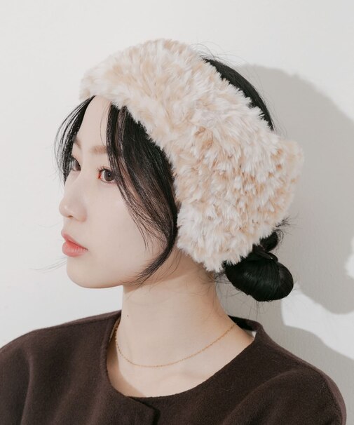 ファーフラップヘアバンド