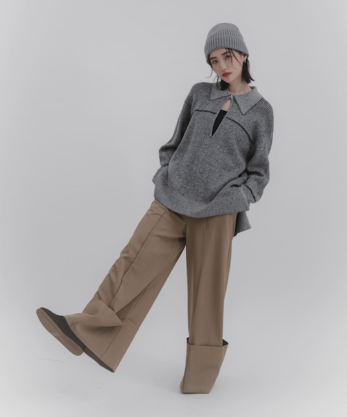 ルーズフカVネックセーター