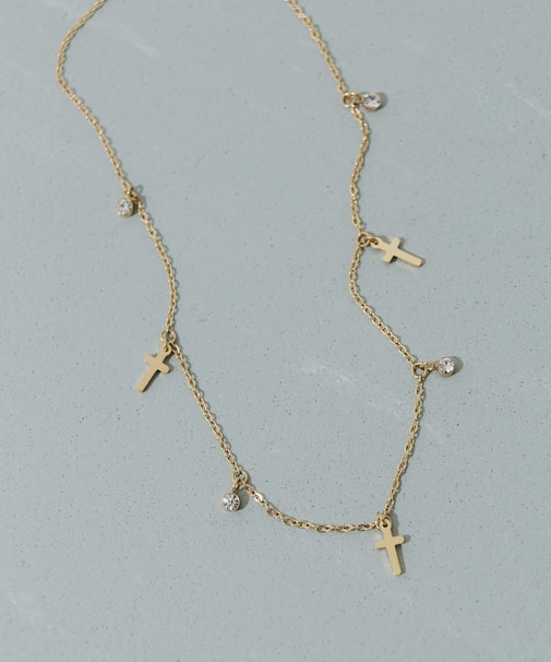 ステンレスクロスチャームネックレス