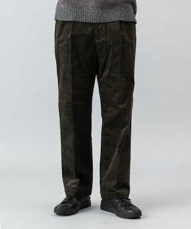 『XLサイズあり』ストレッチコーデュロイ1タックワイドスラックス