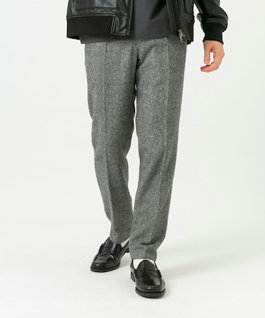 『XLサイズあり』ウールツイードテーパードパンツ