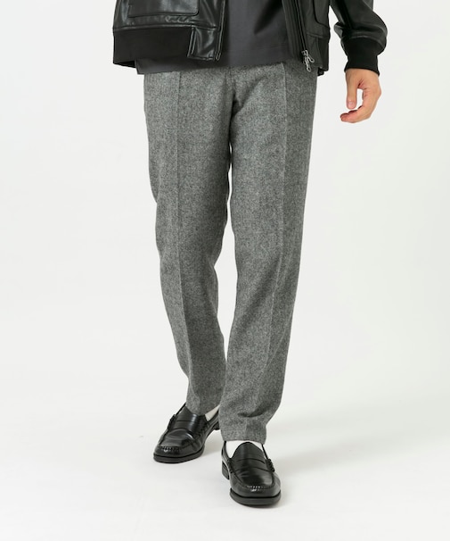 『XLサイズあり』ウールツイードテーパードパンツ