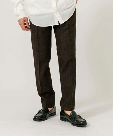 『XLサイズあり』ウールツイードテーパードパンツ