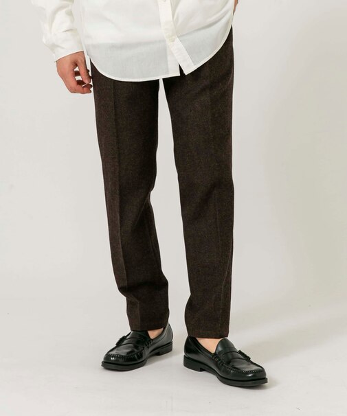 『XLサイズあり』ウールツイードテーパードパンツ