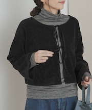 ベロアリボンカットカーディガン