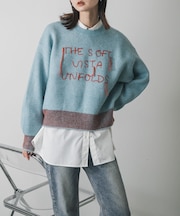 ロゴシシュウバイカラーリブニット