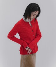 ミニケーブルペプラムセーター