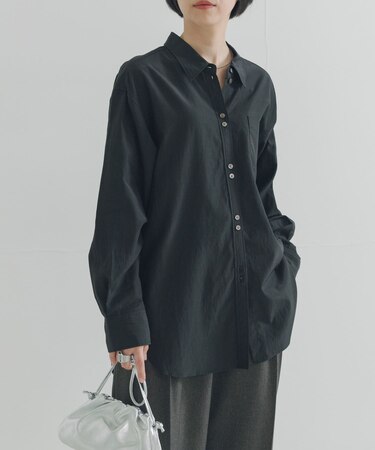 ダブルボタンコットンヴィスコースシャツ