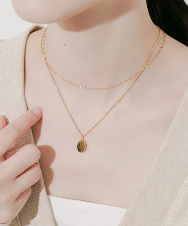 ステンレスオーバルトップ2セットネックレス