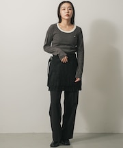 ラウンドネックリブTシャツ