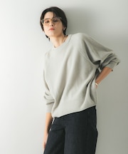 カシミヤ強縮クルーネックニット