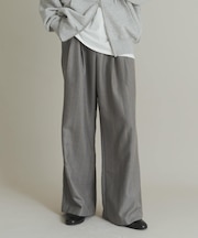 ウールタッチストライプワイドフレアパンツ