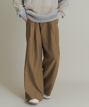 ウールタッチストライプワイドフレアパンツ