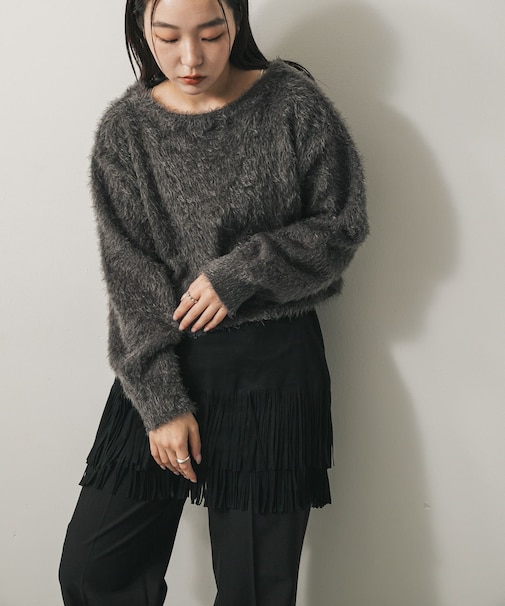 クロップドシャギーセーター
