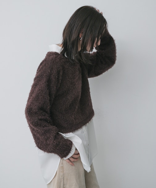 クロップドシャギーセーター