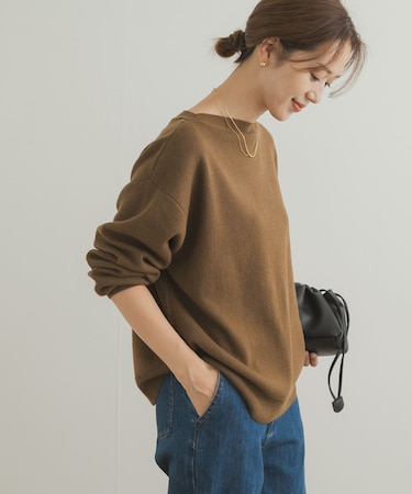 コットンウールボートネックニット