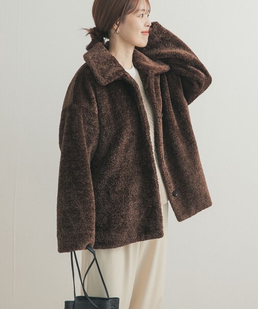 コクーンシルエットボアコート