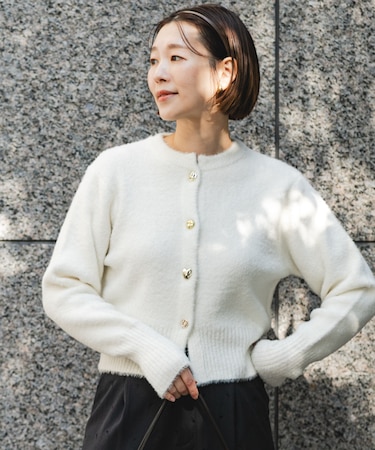 F by ROSSO　アソート釦ヘアリーカーディガン