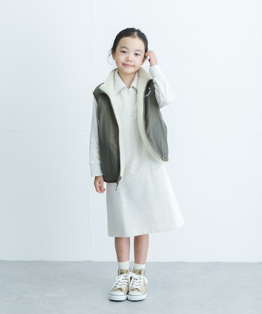 『WEB/一部店舗限定サイズ』裏毛ハーフジップワンピース(KIDS)