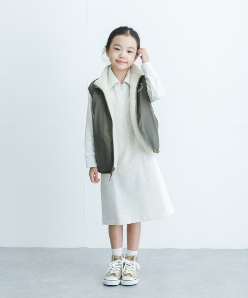 『WEB/一部店舗限定サイズ』裏毛ハーフジップワンピース(KIDS)