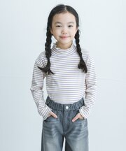『WEB/一部店舗限定サイズ』ボーダーフリルリブハイネック(KIDS)