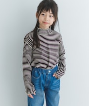 『WEB／一部店舗限定サイズ』ボーダーフリルリブハイネック(KIDS)