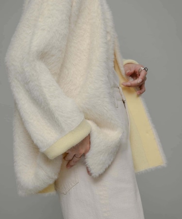 ダブルフェイスバイカラーカーディガン