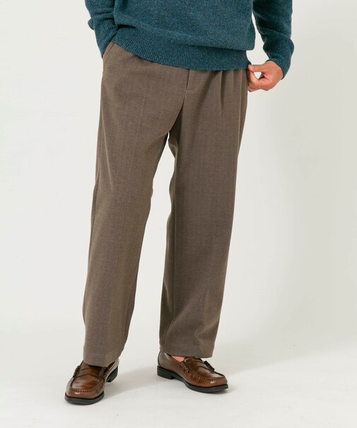 ストレッチヘリンボーン1タックワイドスラックス