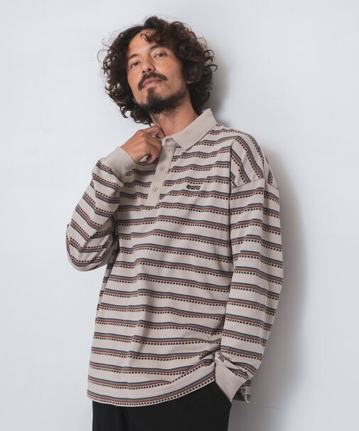 OOPS レトロボーダーロングTシャツ