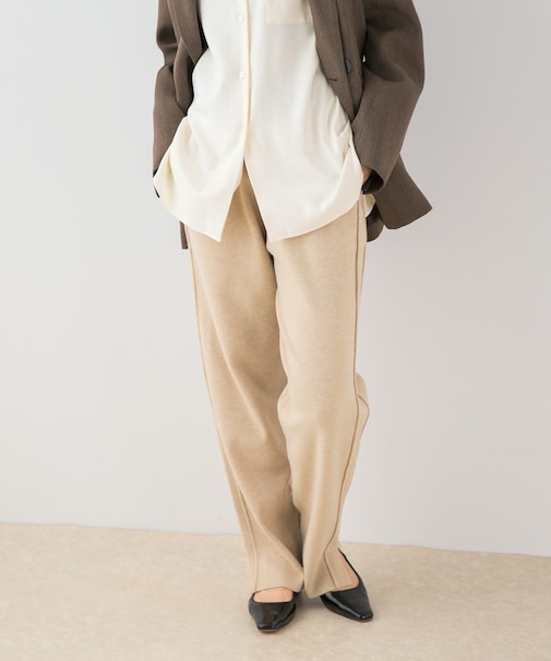 F by ROSSO ウォッシャブル抗ピルニットパンツ