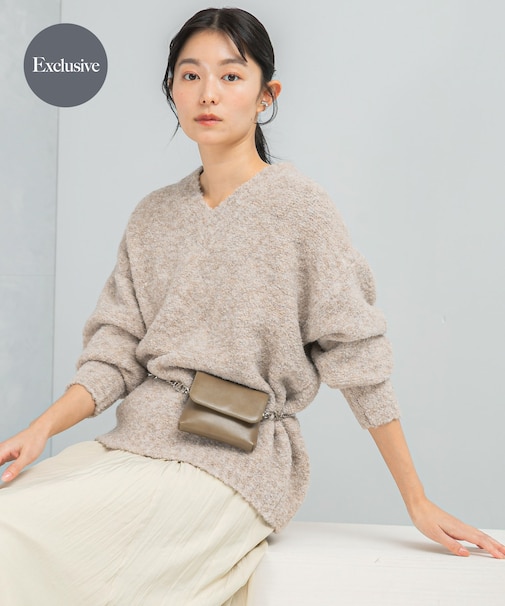 『WEB限定』Vネックカーブスリーブニット