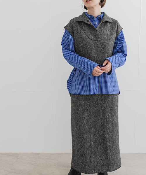 アーバンリサーチ ロッソ（URBAN RESEARCH ROSSO）/F by ROSSO　ツイードハーフZIPプルオーバー+スカート F by ROSSO ツイードハーフZIPプルオーバー+スカート｜アーバン