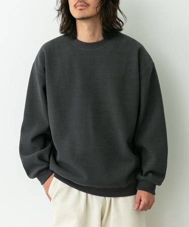 裏起毛ワッフルリラックスフィットプルオーバー